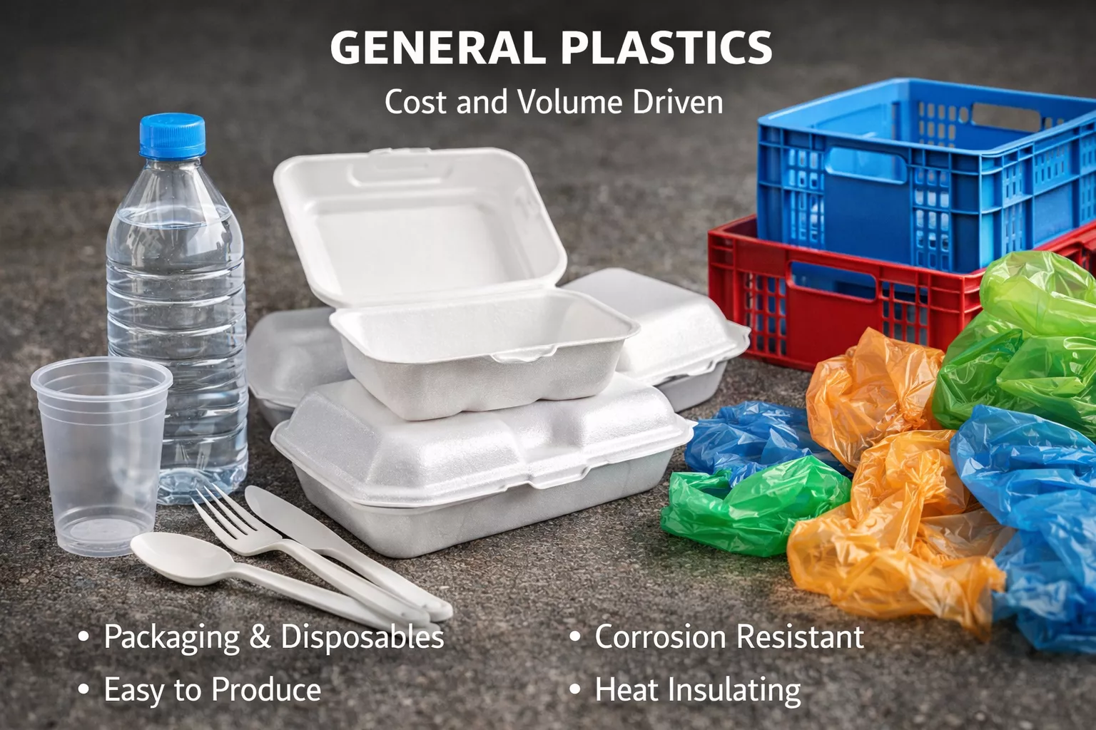 General-purpose plastics are widely used in packaging and non-structural products. They are optimized for cost efficiency and ease of processing, but typically offer limited long-term mechanical or thermal stability. In this category, plastics function primarily as consumable materials.