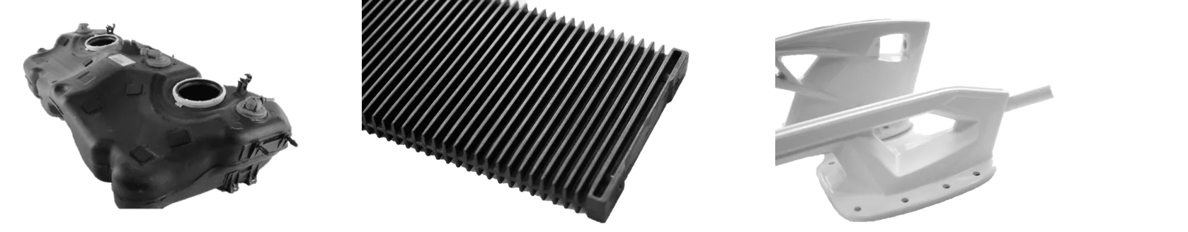 50% Glass Fiber Nylon (PA6 GF50 / PA66 GF50) Extremely high stiffness and dimensional stability—often used for lightweight metal replacement. Higher tensile and flexural strength, but more brittle. Requires higher injection pressure and mold durability due to the abrasive fibers. Applications: engine covers, brackets, structural supports, and precision components requiring rigidity.