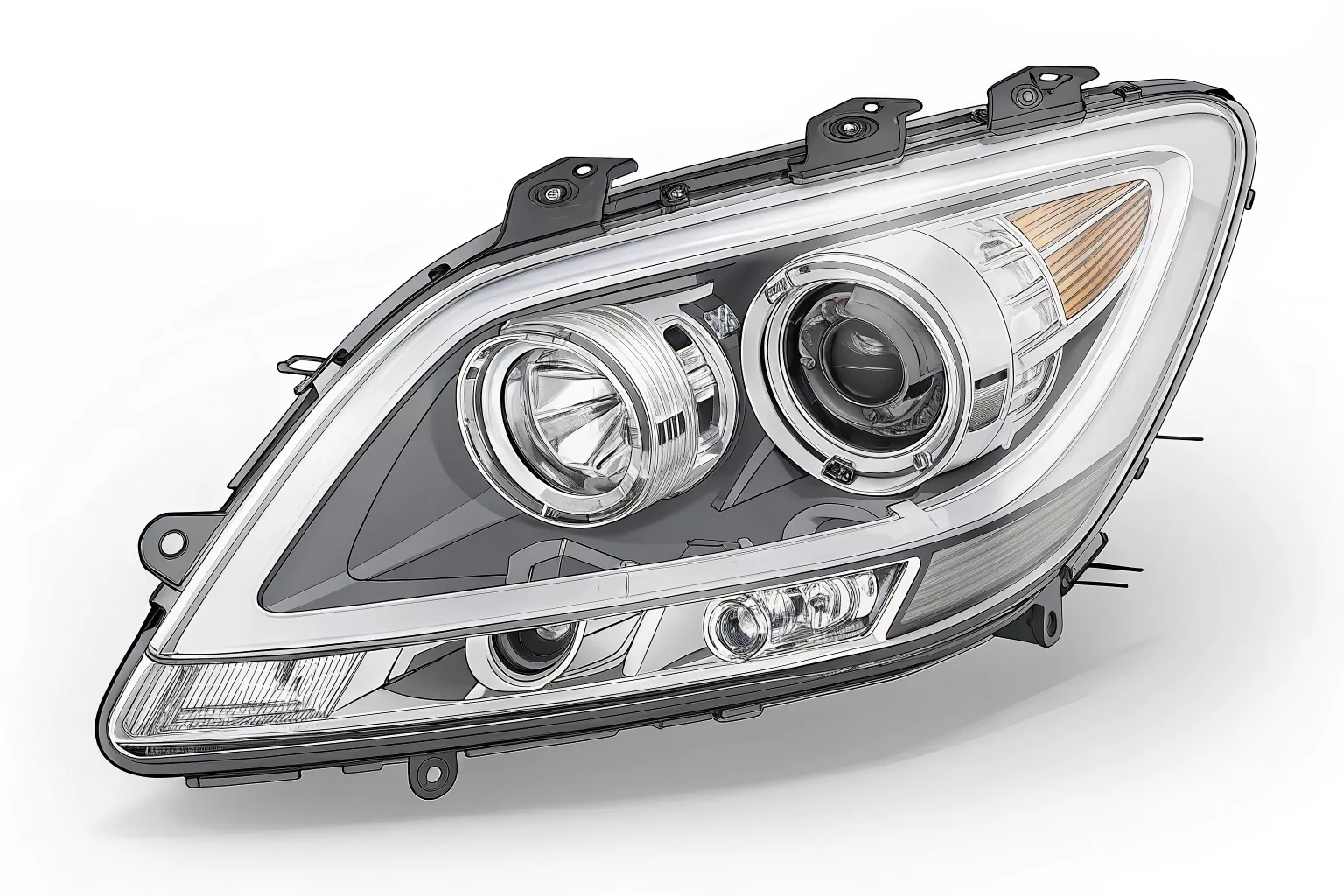 Automotive headlights are indispensable components that enhance vehicle safety by improving visibility in various conditions, ensuring drivers can detect obstacles and other road users. They also play a vital role in meeting modern automotive design demands.